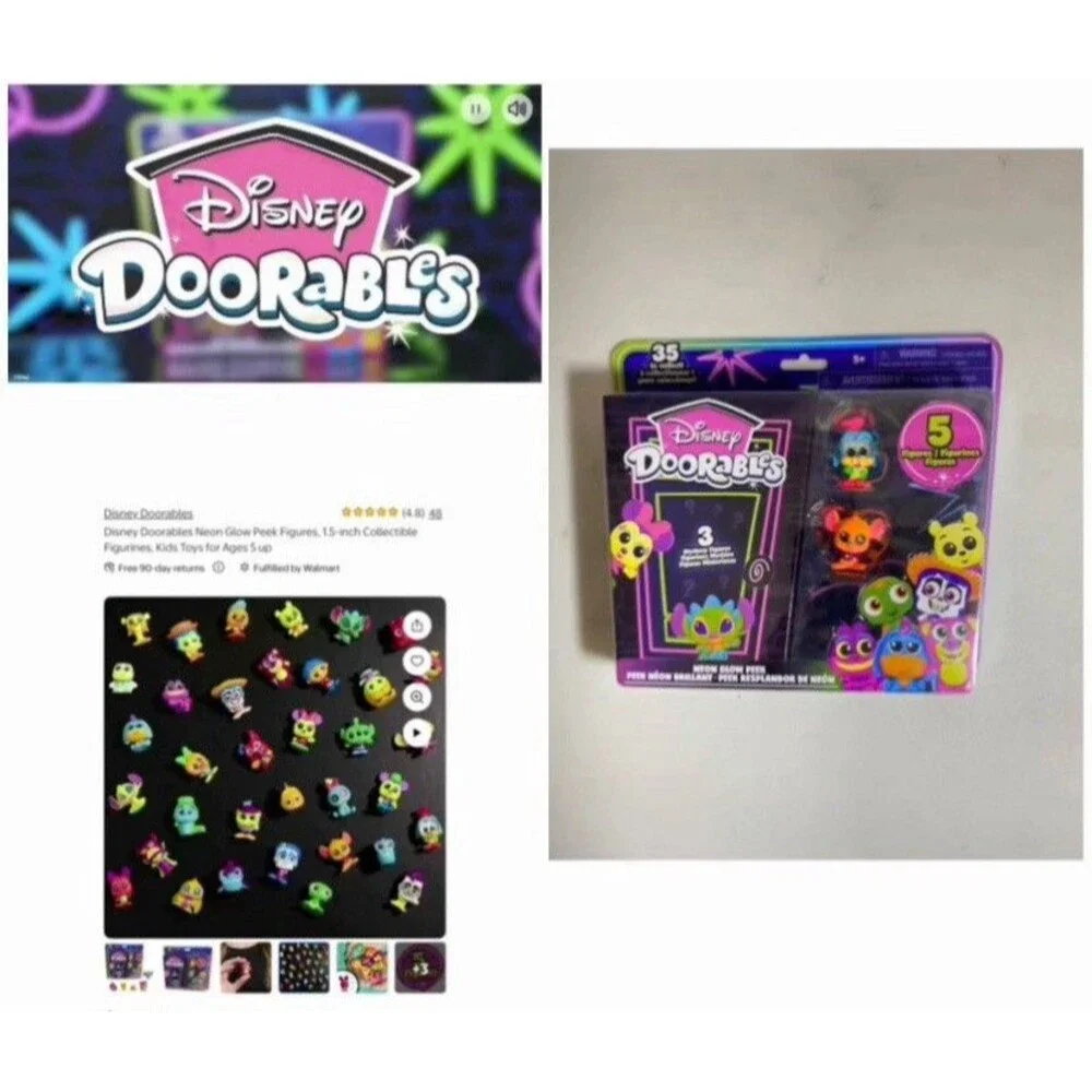 Disney Doorables Neon Glow Peek 5 Figures